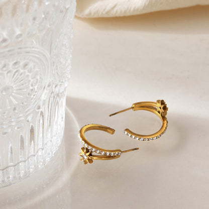 Mistral Twin-Row Crescent Earrings