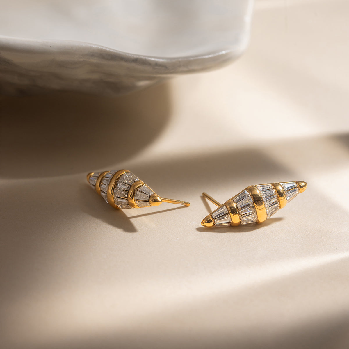 Solano Tapered Zircon Stud Earrings