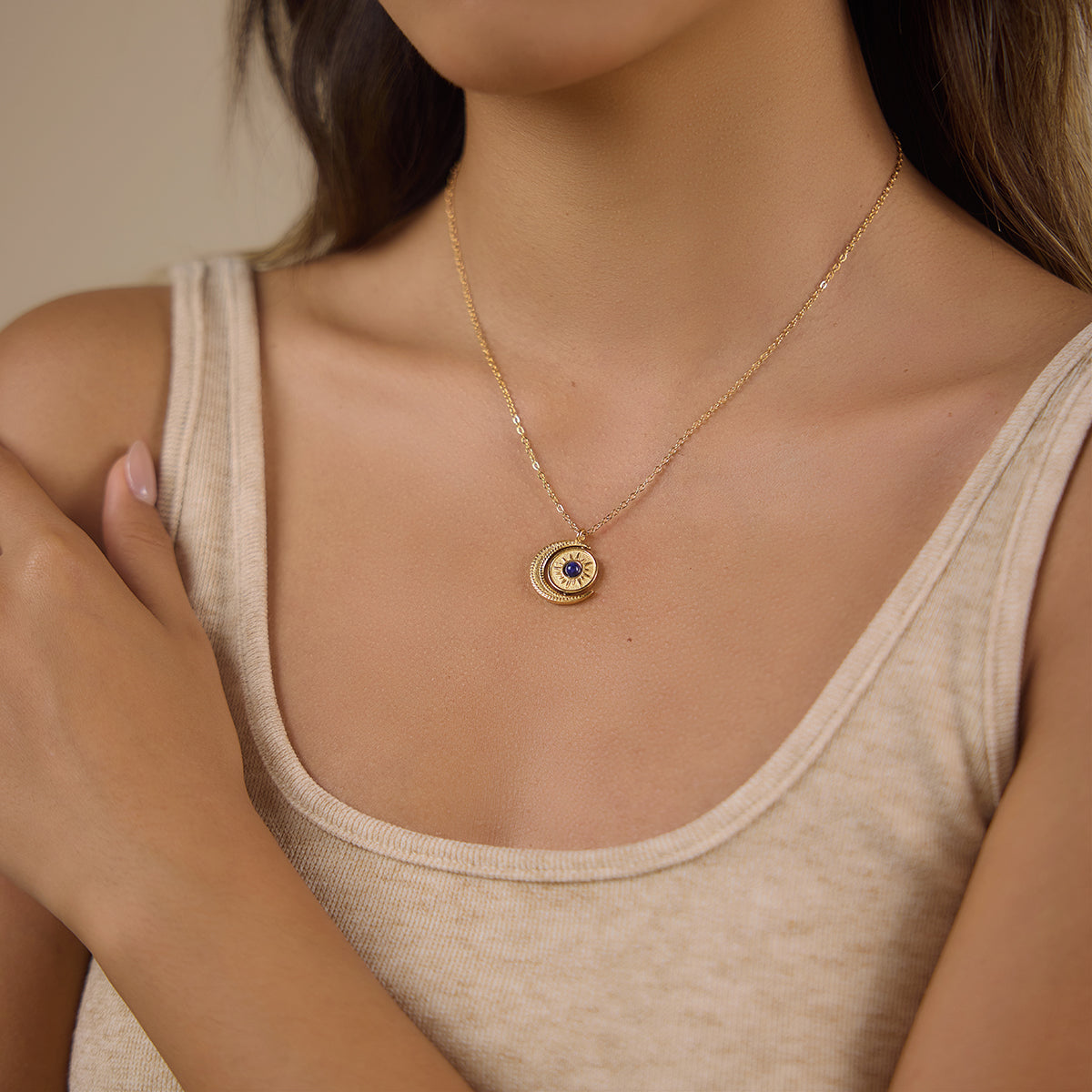 Alba Lapis Crescent Necklace