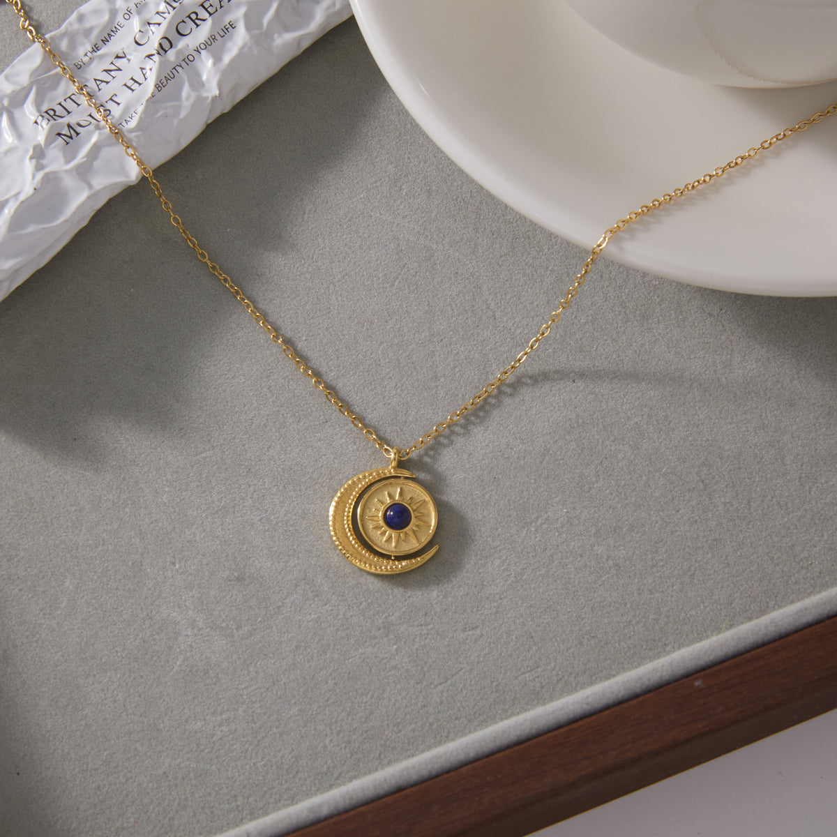 Alba Lapis Crescent Necklace