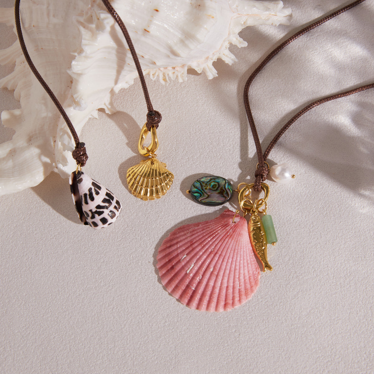 Marea Knotted Seashell Cluster Necklace