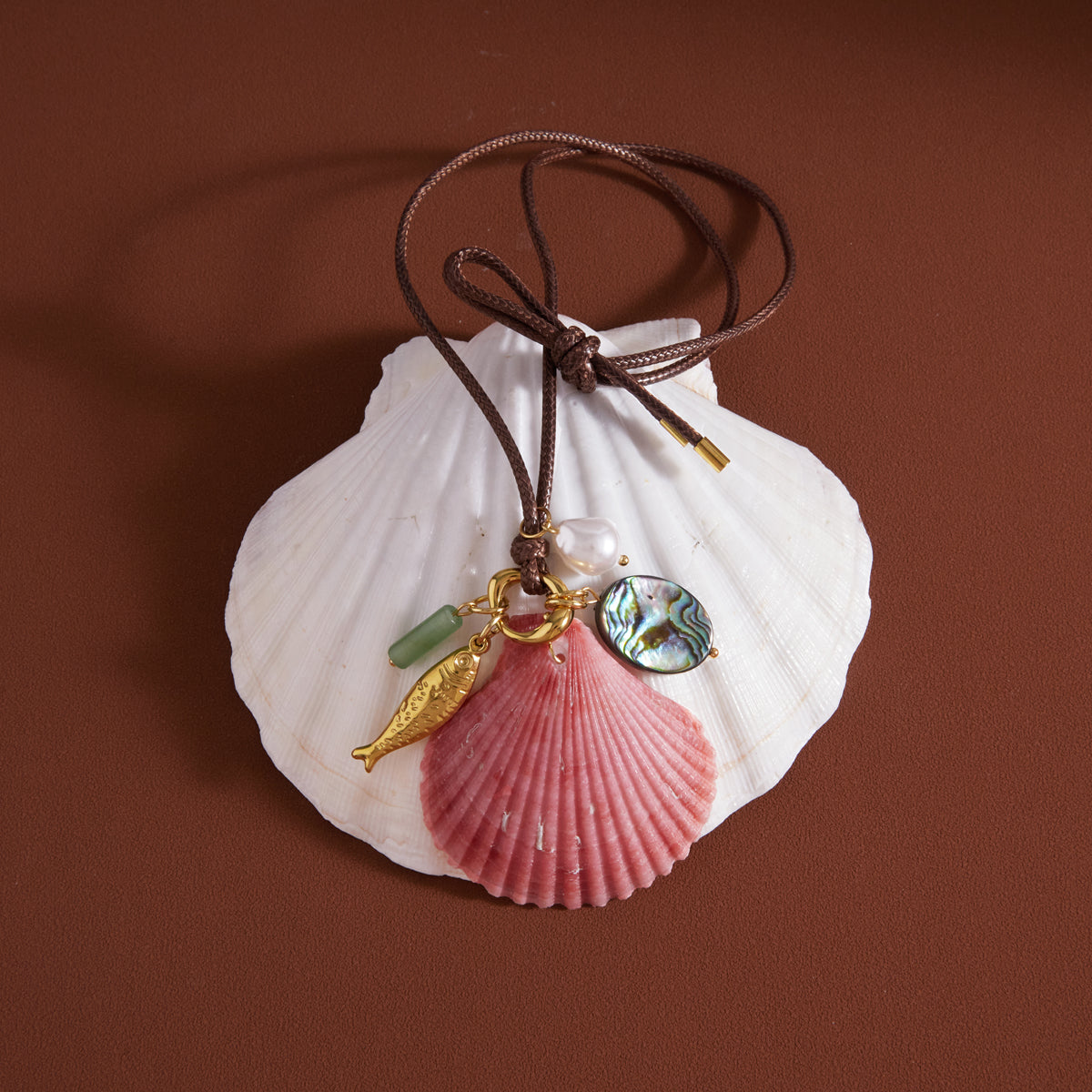 Marea Knotted Seashell Cluster Necklace