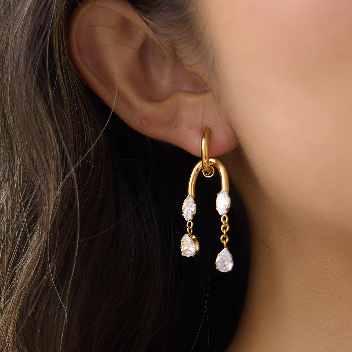 Marea Cascading Crystal Arch Earrings