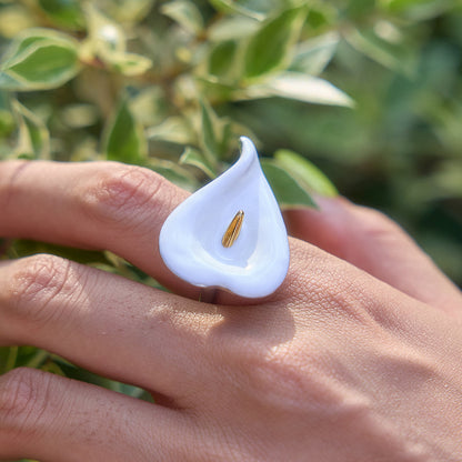 Marea White Enamel Bloom Ring