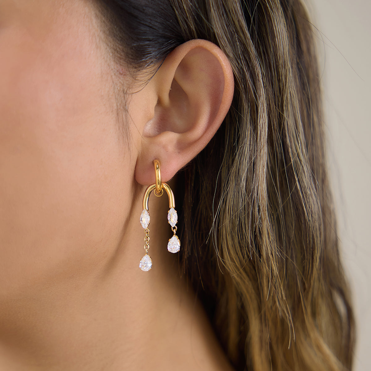 Marea Cascading Crystal Arch Earrings