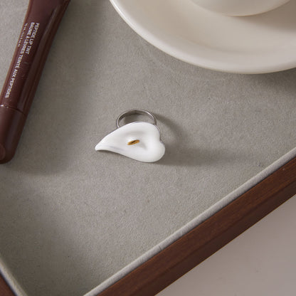 Marea White Enamel Bloom Ring