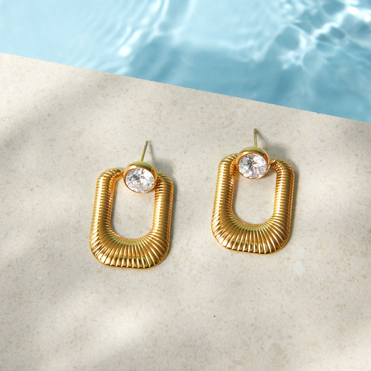 Caleta Fluted Frame Dangle Earrings