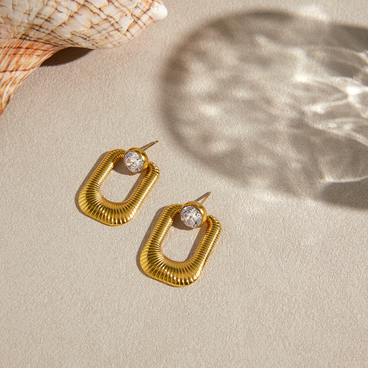 Caleta Fluted Frame Dangle Earrings
