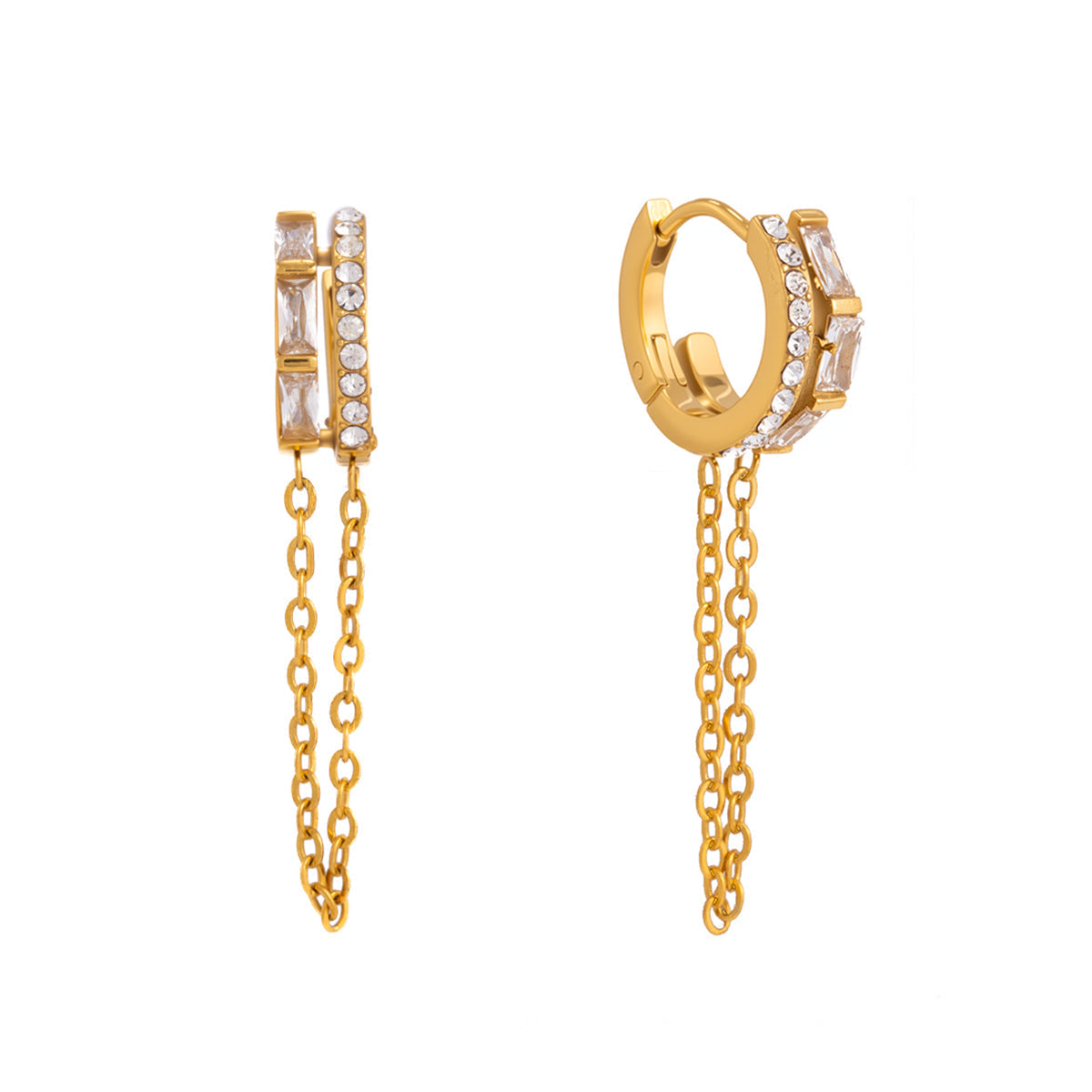 Solana Paved Chain-Drop Earrings
