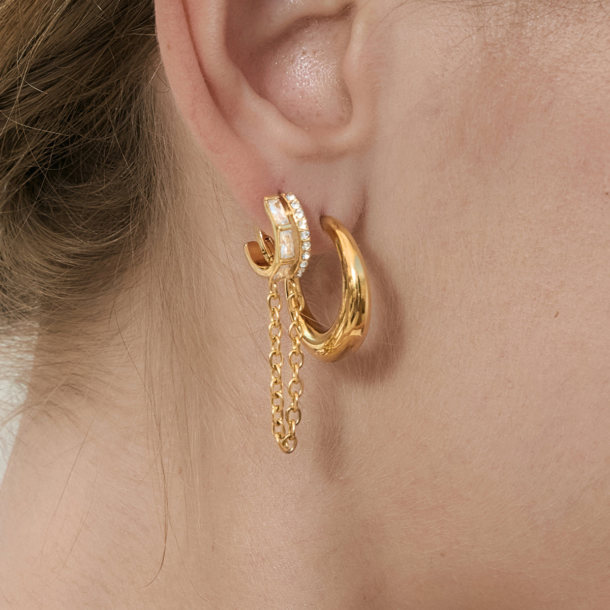Solana Paved Chain-Drop Earrings
