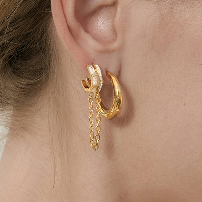 Solana Paved Chain-Drop Earrings