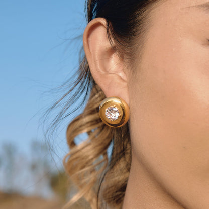 Marea Curved Crystal Stud Earrings