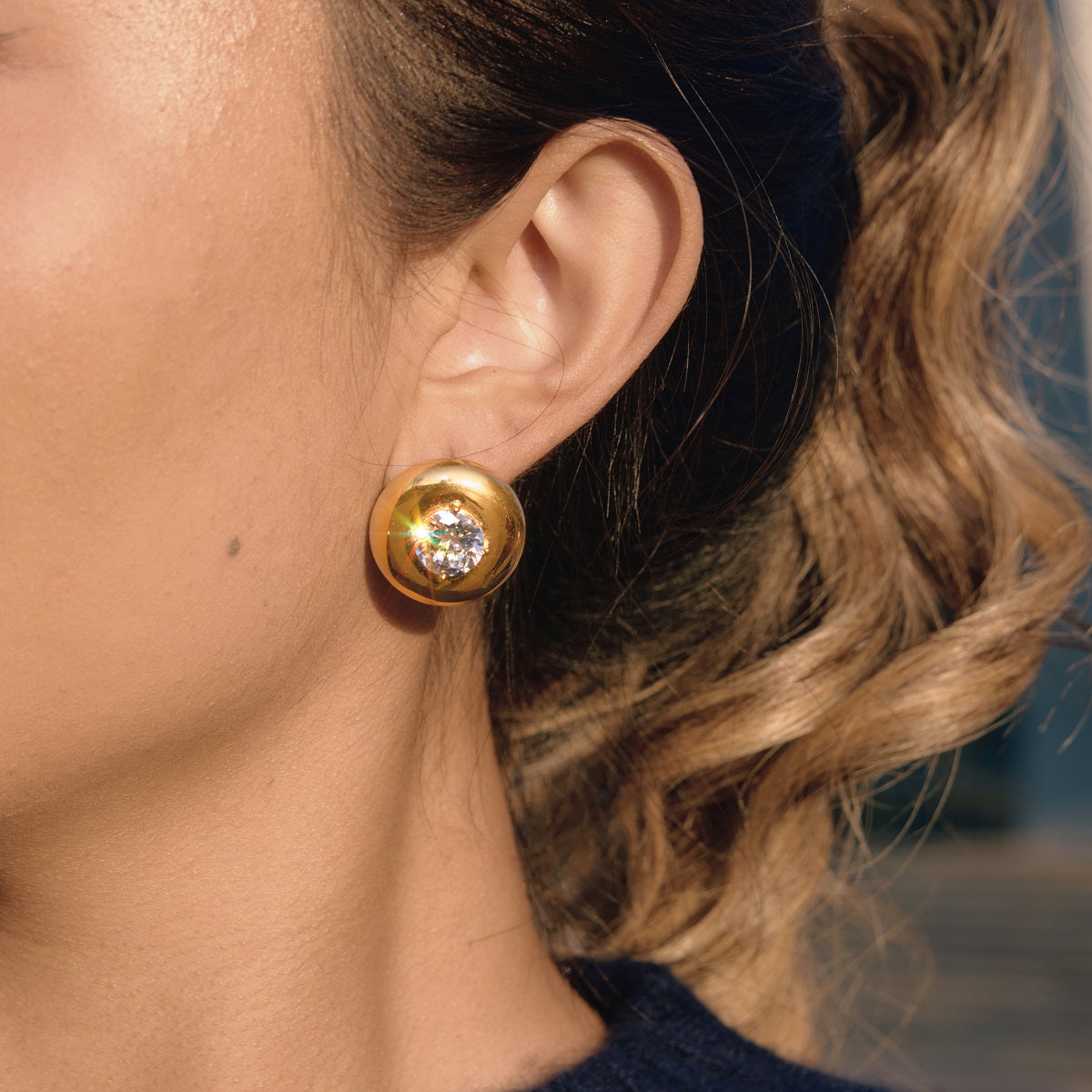 Marea Curved Crystal Stud Earrings