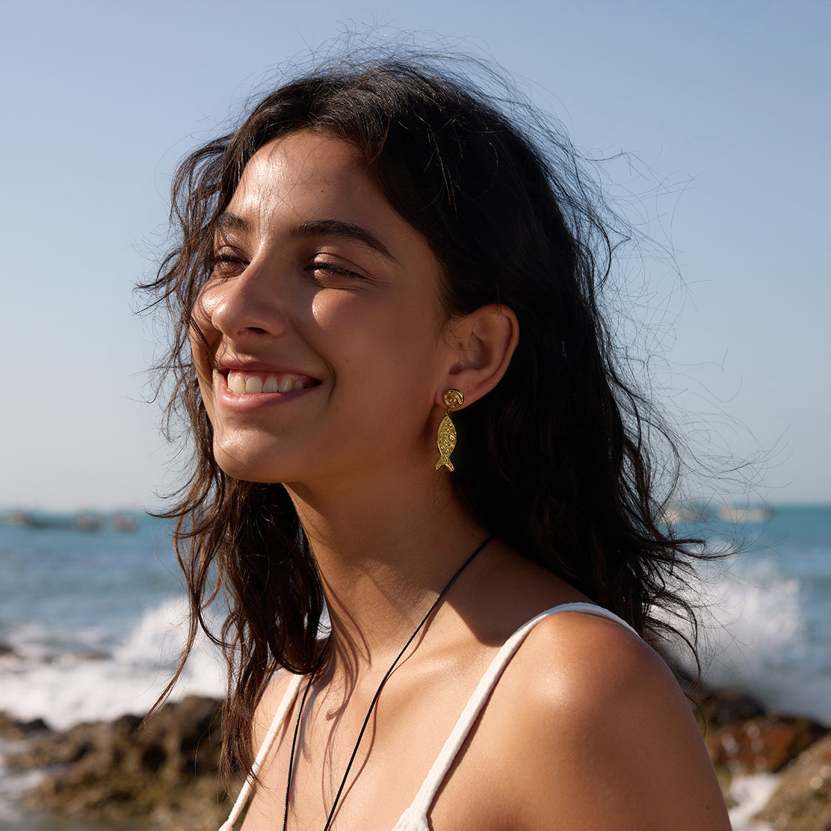 Marea Dimpled Minnow Dangle Earrings