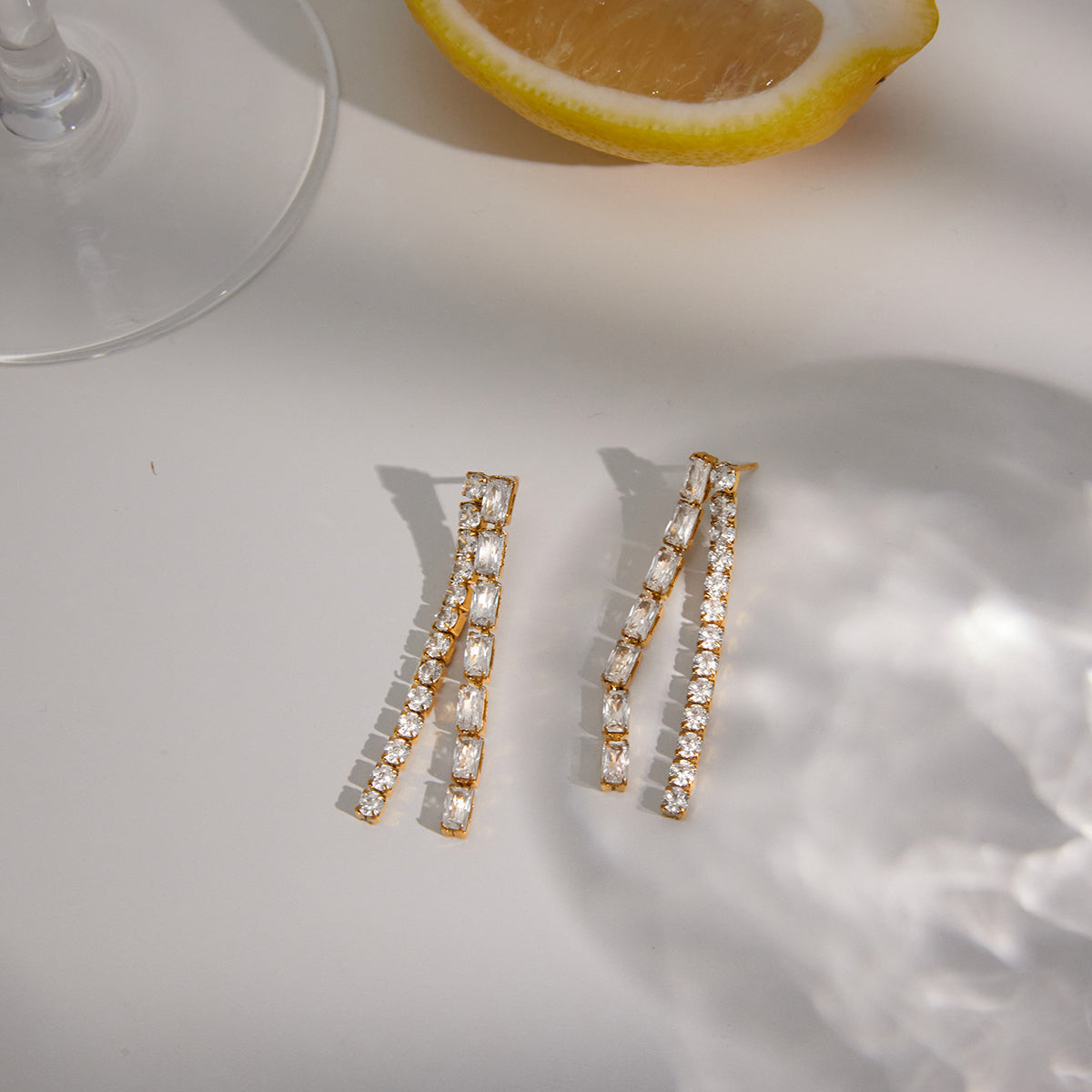 Marea Twin Stone Cascade Earrings
