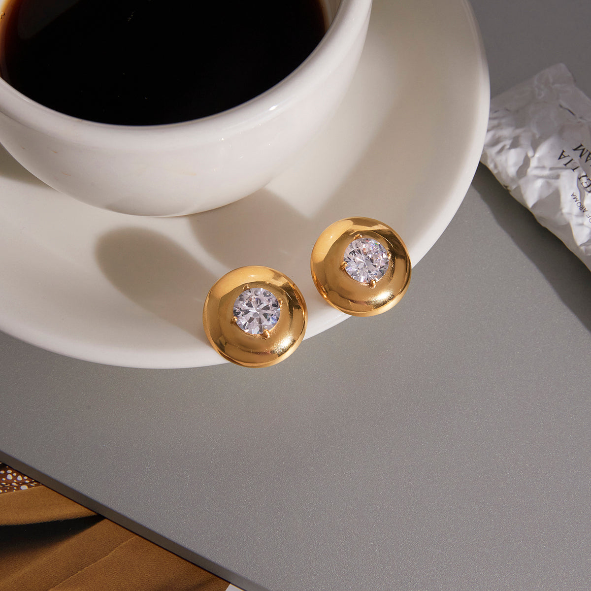 Marea Curved Crystal Stud Earrings