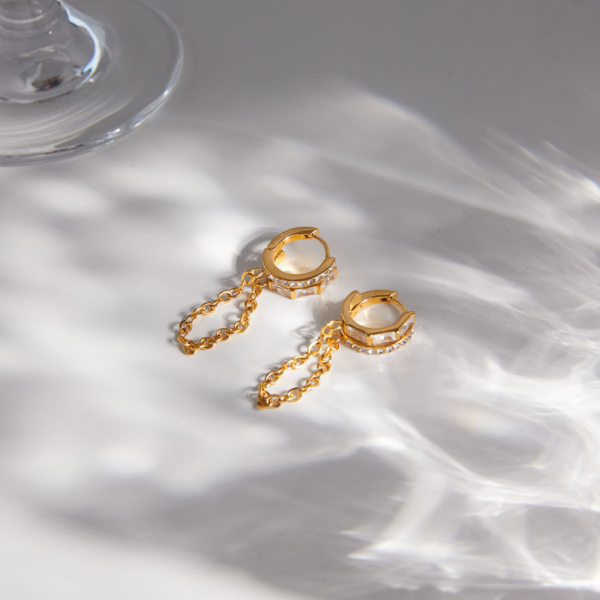 Solana Paved Chain-Drop Earrings