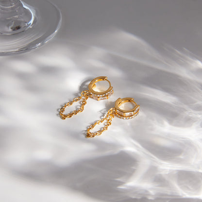 Solana Paved Chain-Drop Earrings