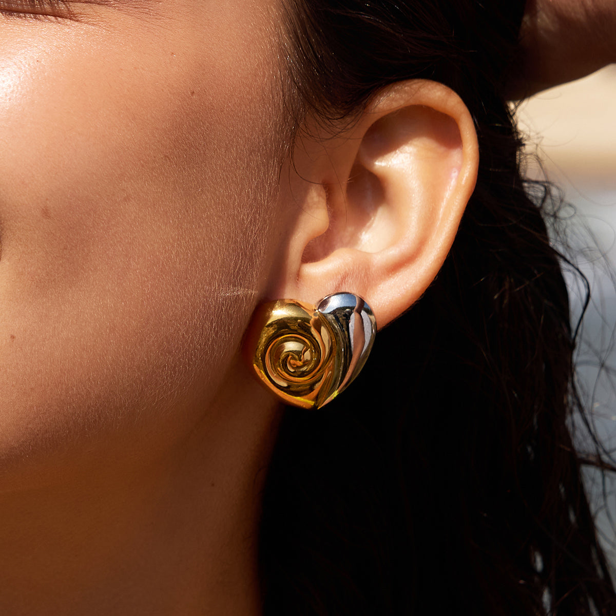 Sirena Coiled Heart Stud Earrings