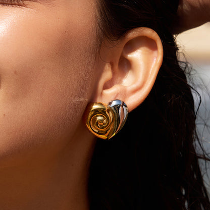 Sirena Coiled Heart Stud Earrings