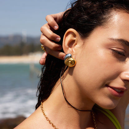 Sirena Coiled Heart Stud Earrings