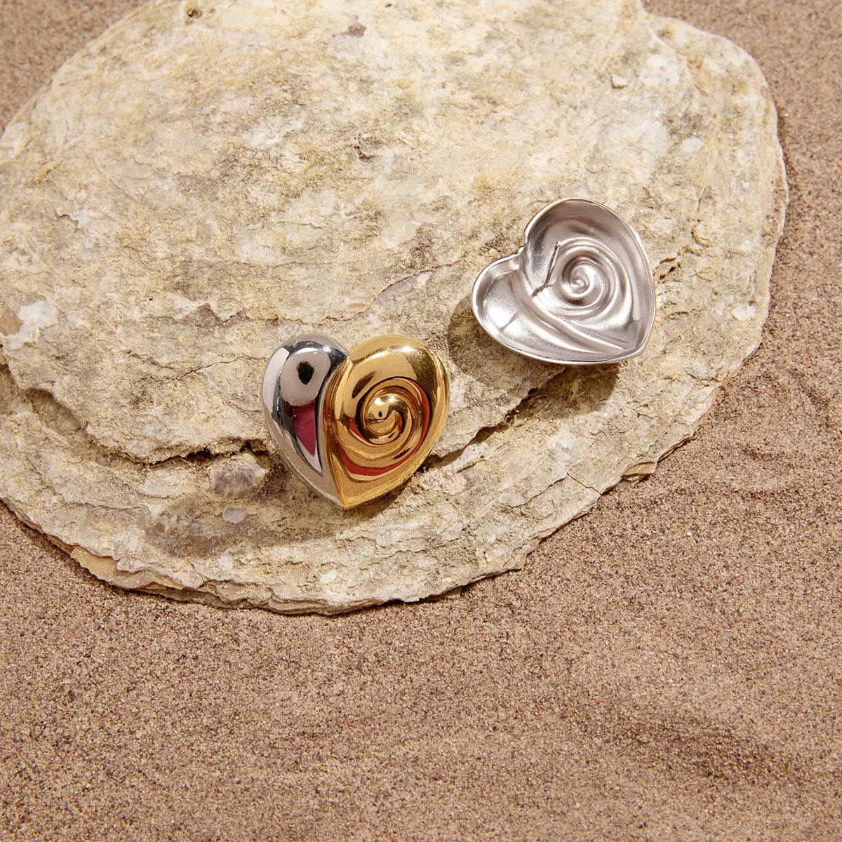 Sirena Coiled Heart Stud Earrings