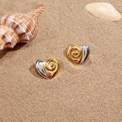 Sirena Coiled Heart Stud Earrings