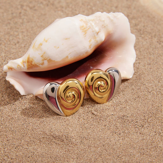 Sirena Coiled Heart Stud Earrings