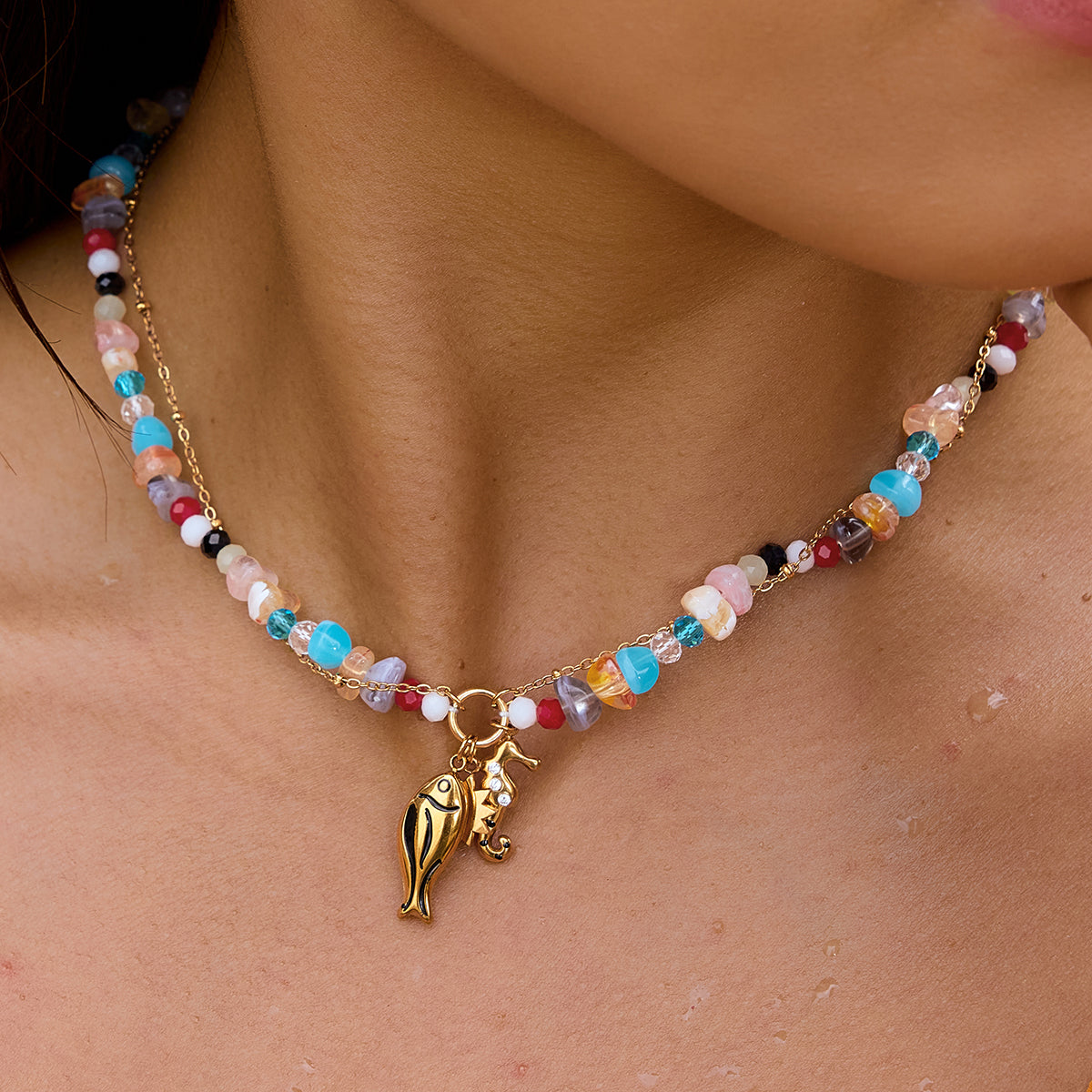 Coralina Twin Strand Seahorse Necklace