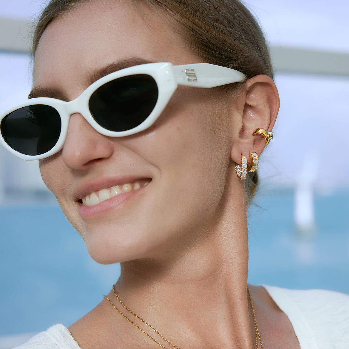 Calypso Pear-Cut Crystal Hoop Earrings