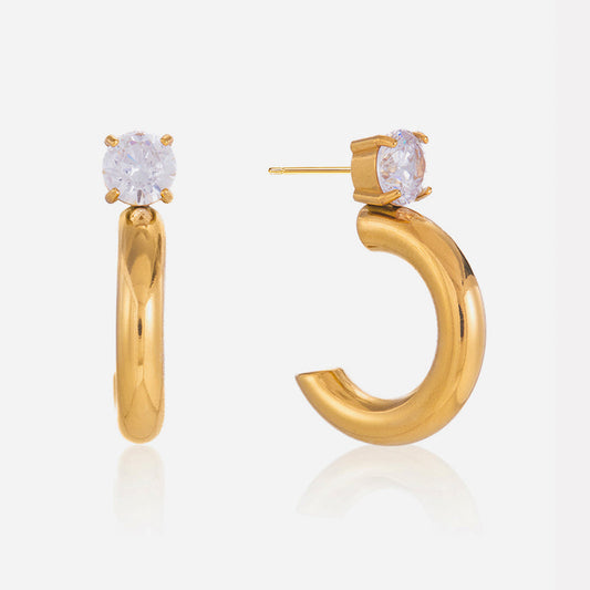Meridian Stone Crest Hoop Earrings
