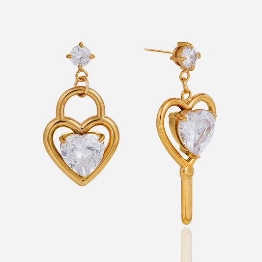 Cala Asymmetric Heart Charm Earrings