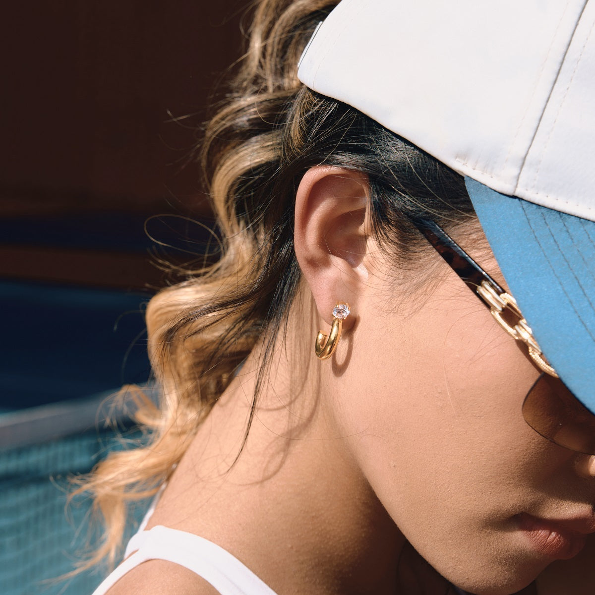 Meridian Stone Crest Hoop Earrings