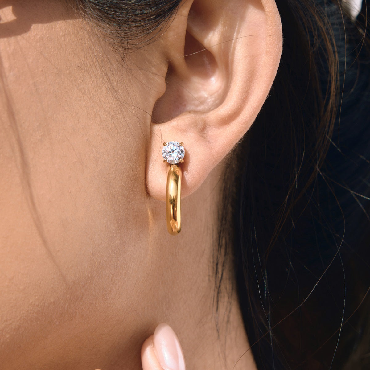 Meridian Stone Crest Hoop Earrings