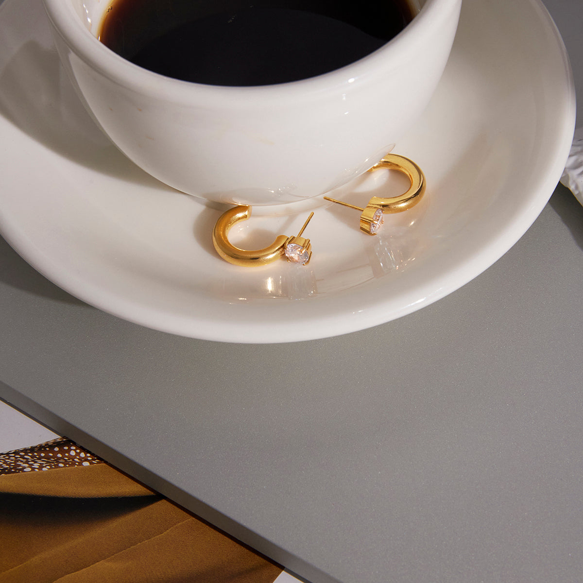 Meridian Stone Crest Hoop Earrings