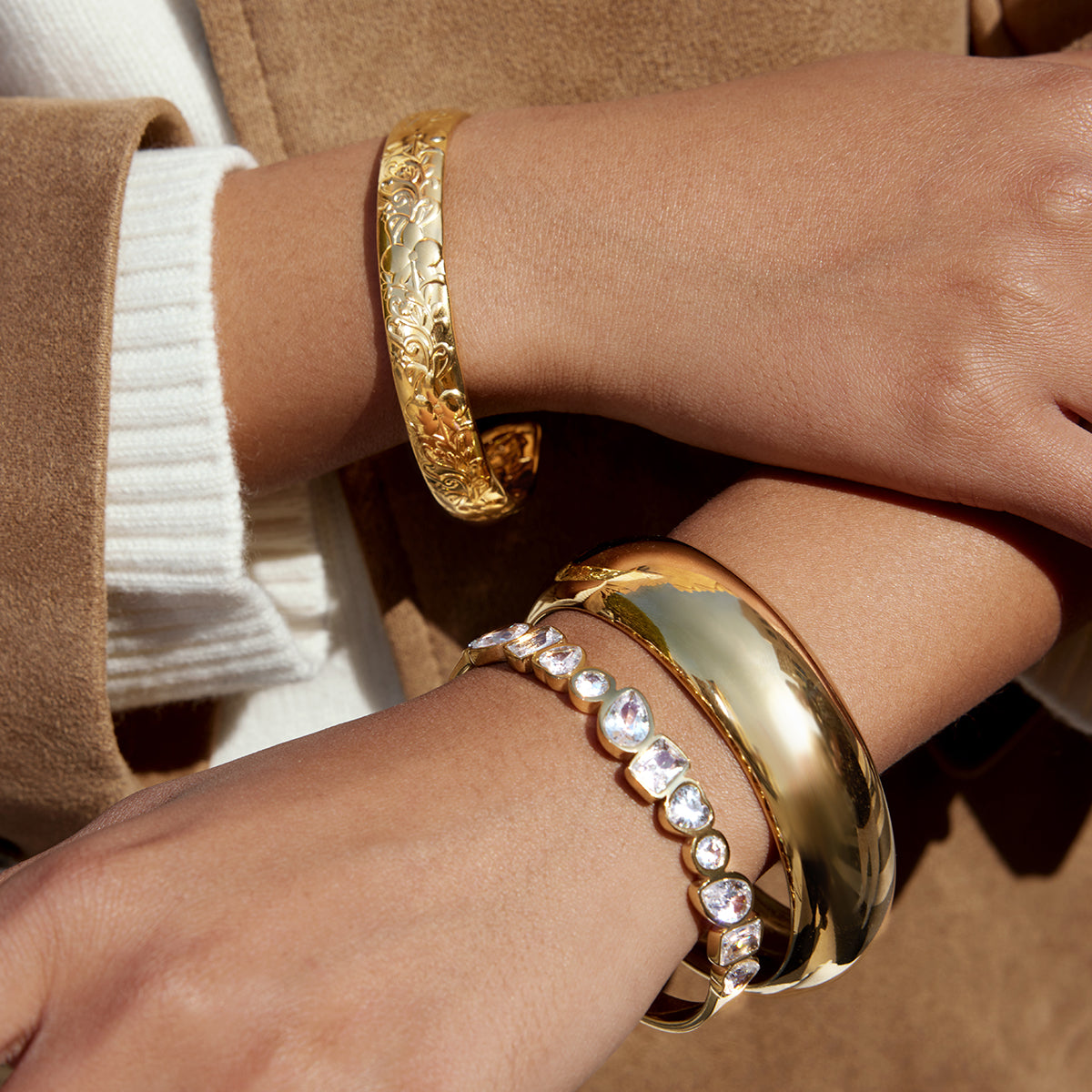 Caleta Bezel-Set Stone Bangle Bracelet