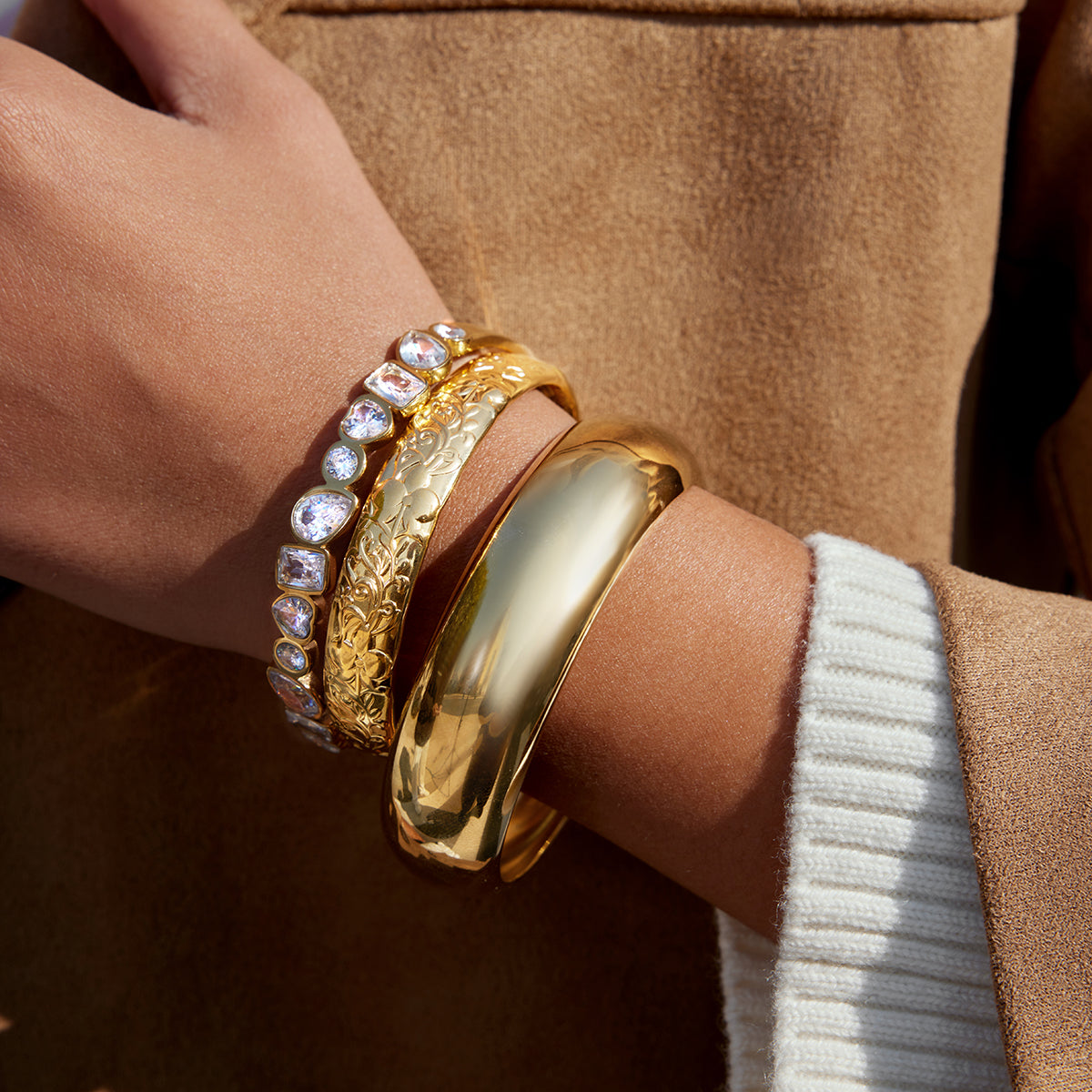 Caleta Bezel-Set Stone Bangle Bracelet