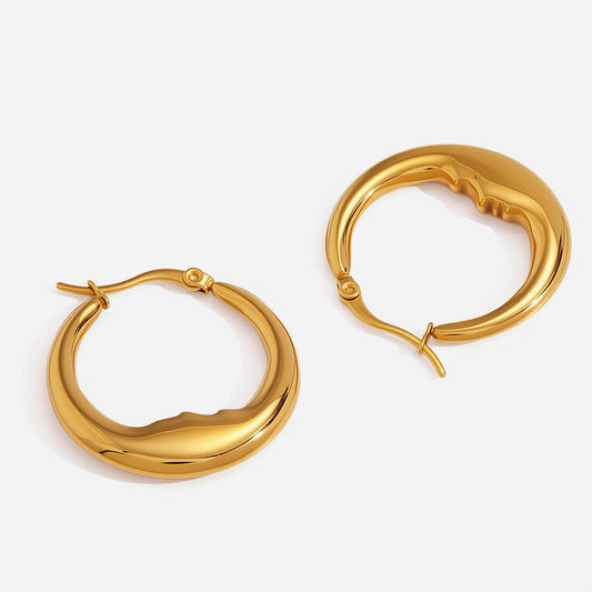 Marea Rippled Moon Loop Earrings