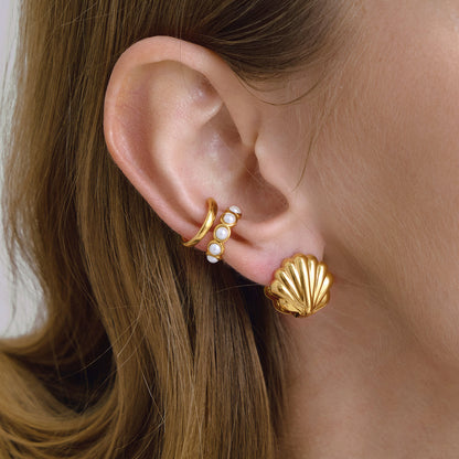 Ondina Fluted Seashell Stud Earrings