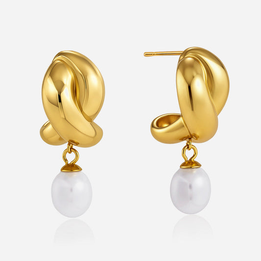 Ondine Coiled Pearl Drop Earrings