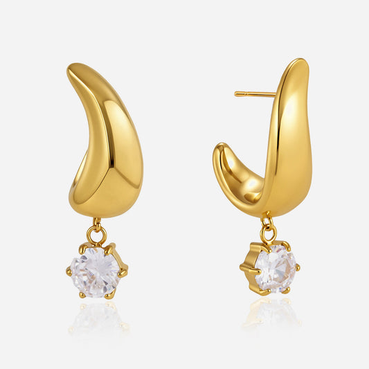 Tidewater Curved Crystal Dangle Earrings