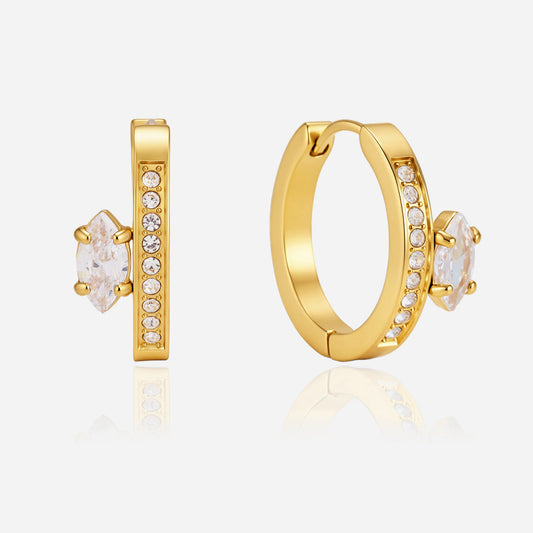 Riva Petal Stone Huggie Earrings