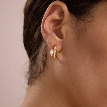 Riva Petal Stone Huggie Earrings