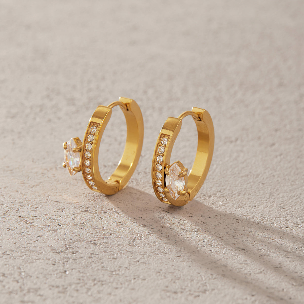 Riva Petal Stone Huggie Earrings