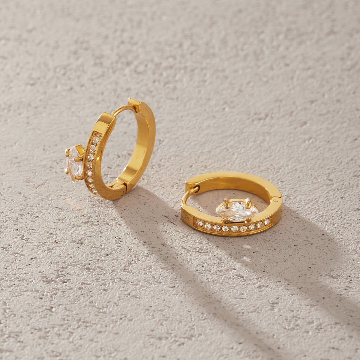 Riva Petal Stone Huggie Earrings