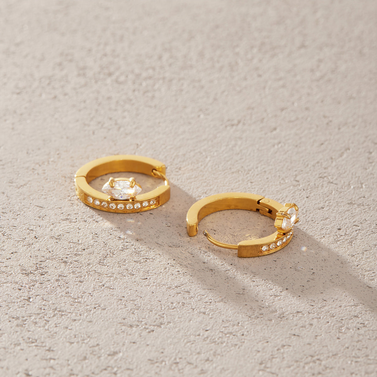 Riva Petal Stone Huggie Earrings