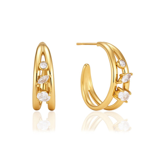 Tideway Twin Rail Zircon Earrings
