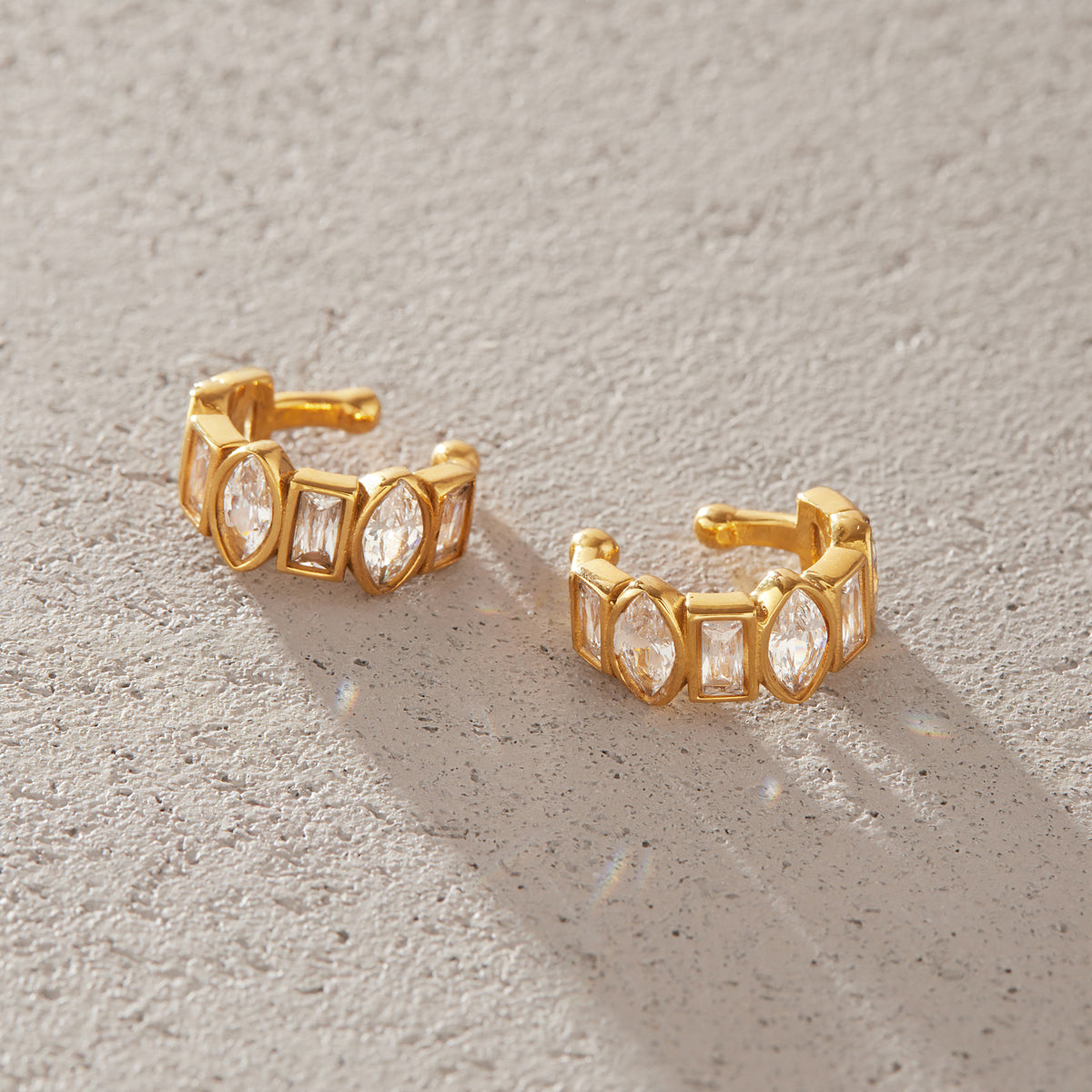 Marea Faceted Zircon Cuff Earrings