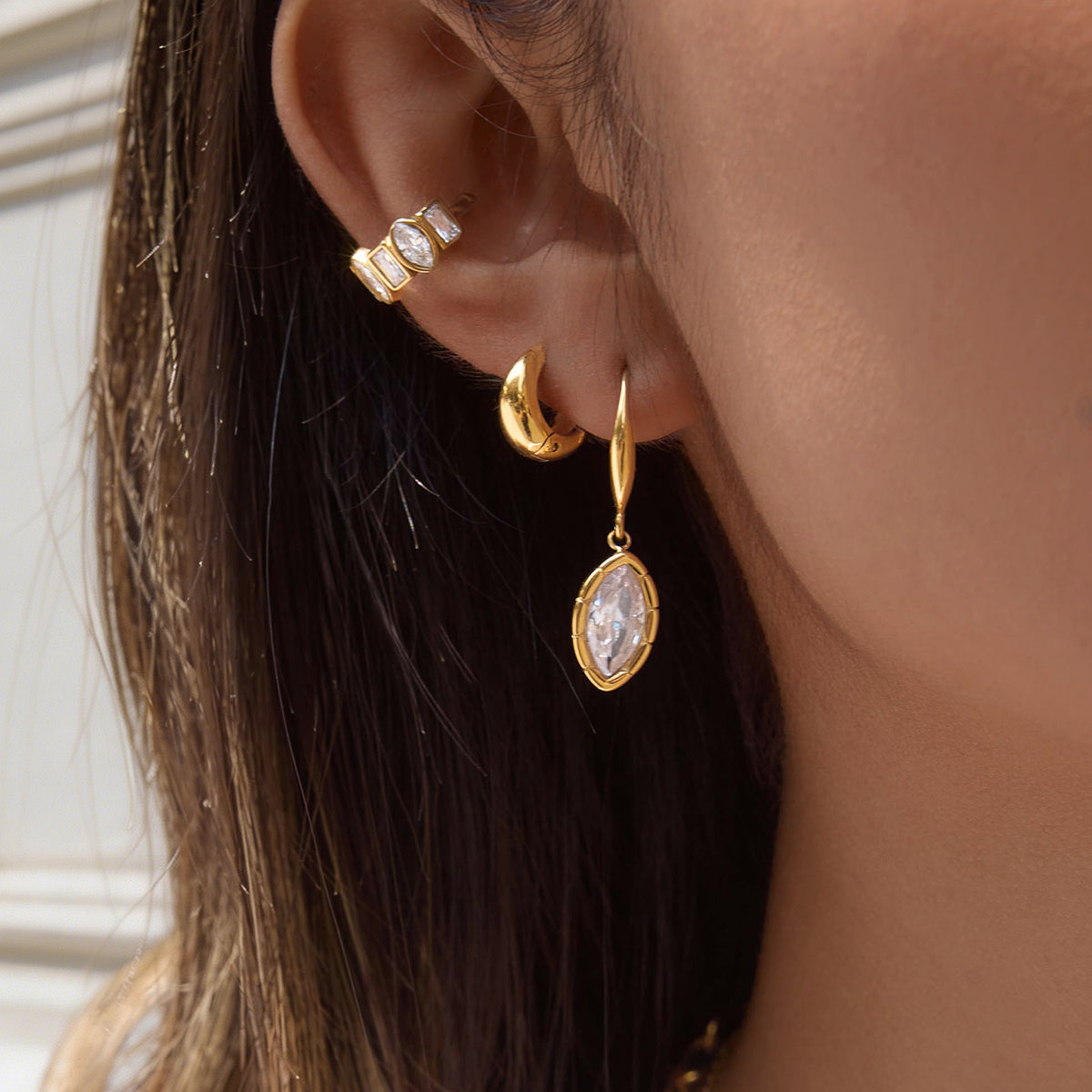 Marea Faceted Zircon Cuff Earrings