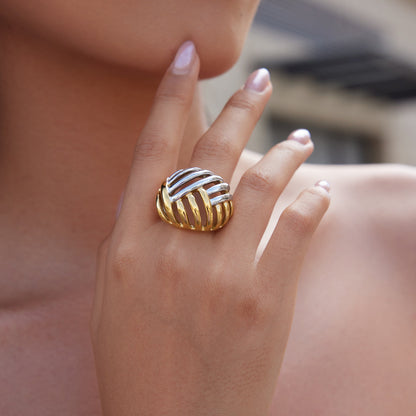 Meltemi Latticed Two-Tone Ring